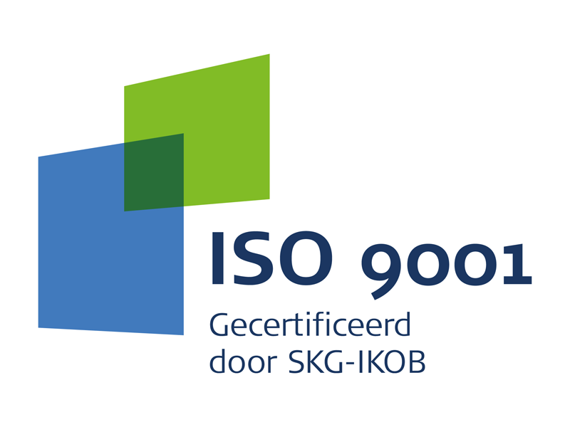 Logo kwaliteit van ISO-9001 gecertificeerd door SKG-IKOB voor kwaliteit en veiligheid